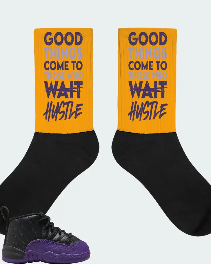 Jordan 12 Retro Sneaker Matching Gold Socks - Good Things Come
