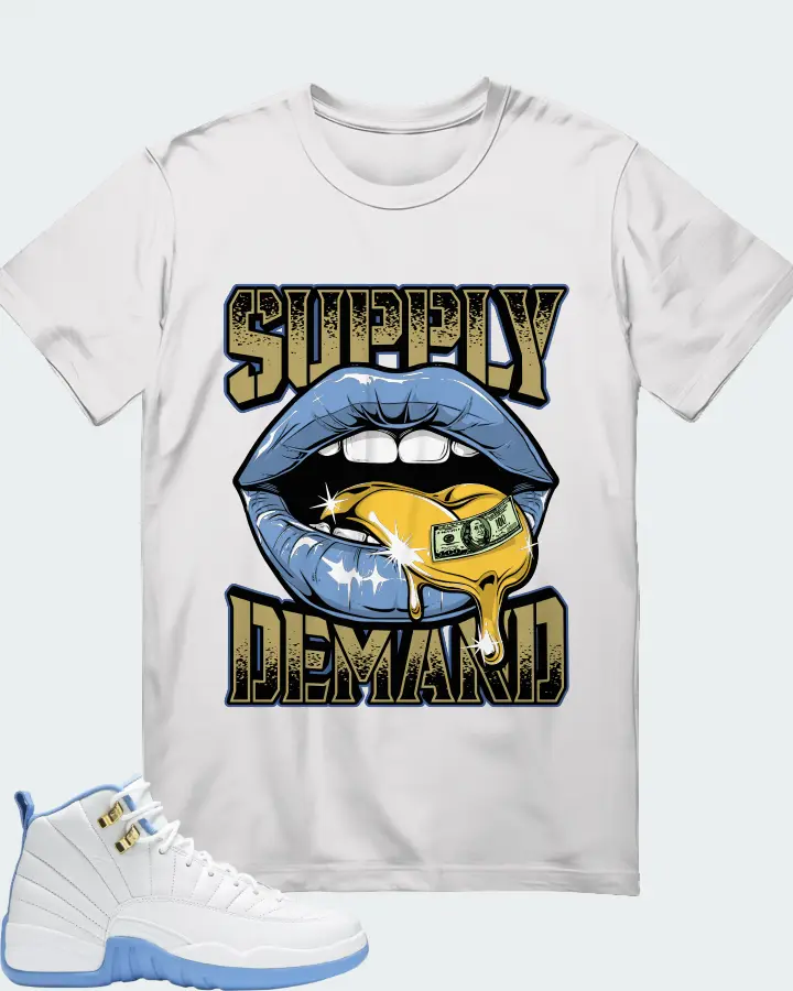 Jordan 12 Retro White University Blue (2004) (Women's) Matching T-Shirt