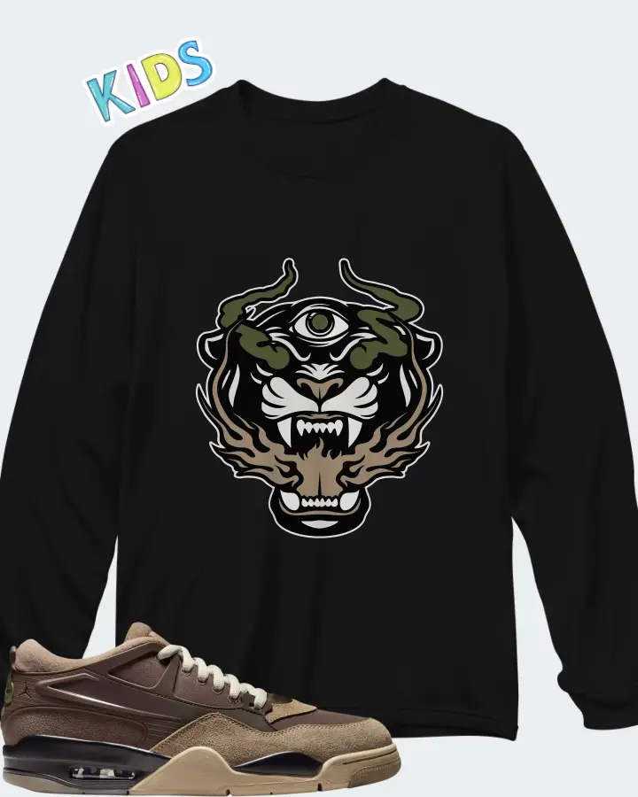 Air Jordan 4 RM Ironstone Matching Kid's Long Sleeve T-Shirt