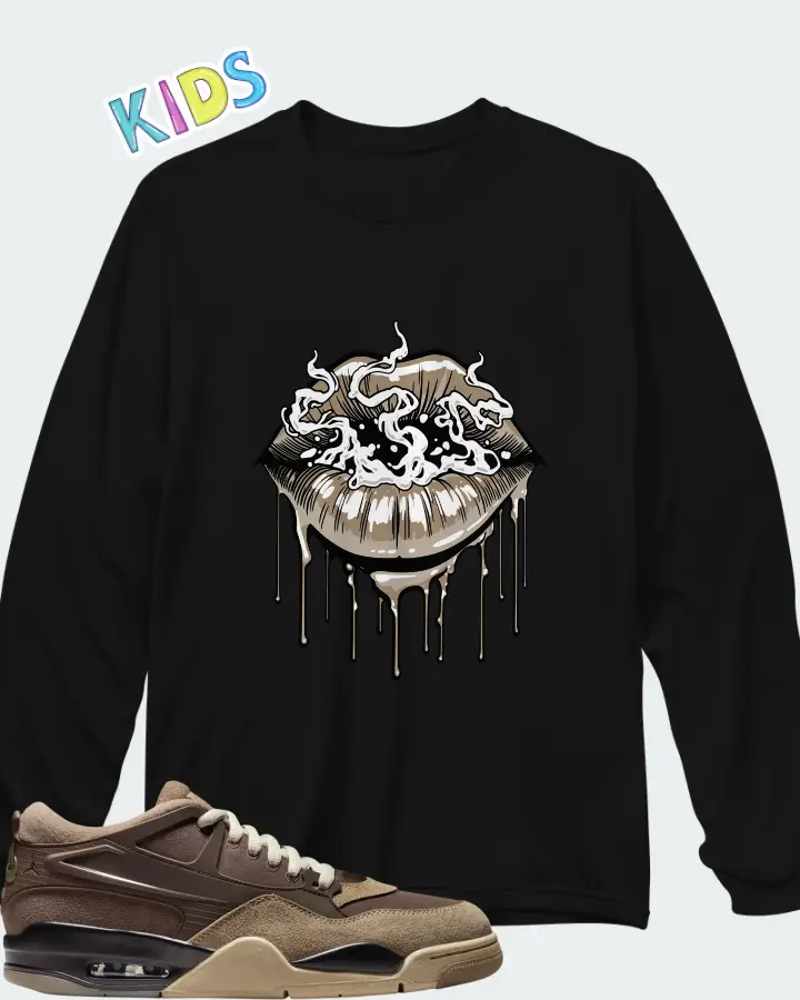 Air Jordan 4 RM Ironstone Matching Kid's Long Sleeve T-Shirt