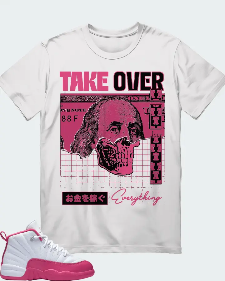 Jordan 12 Retro  Dynamic Pink (PS) Sneaker Matching White T-Shirt - Take Over