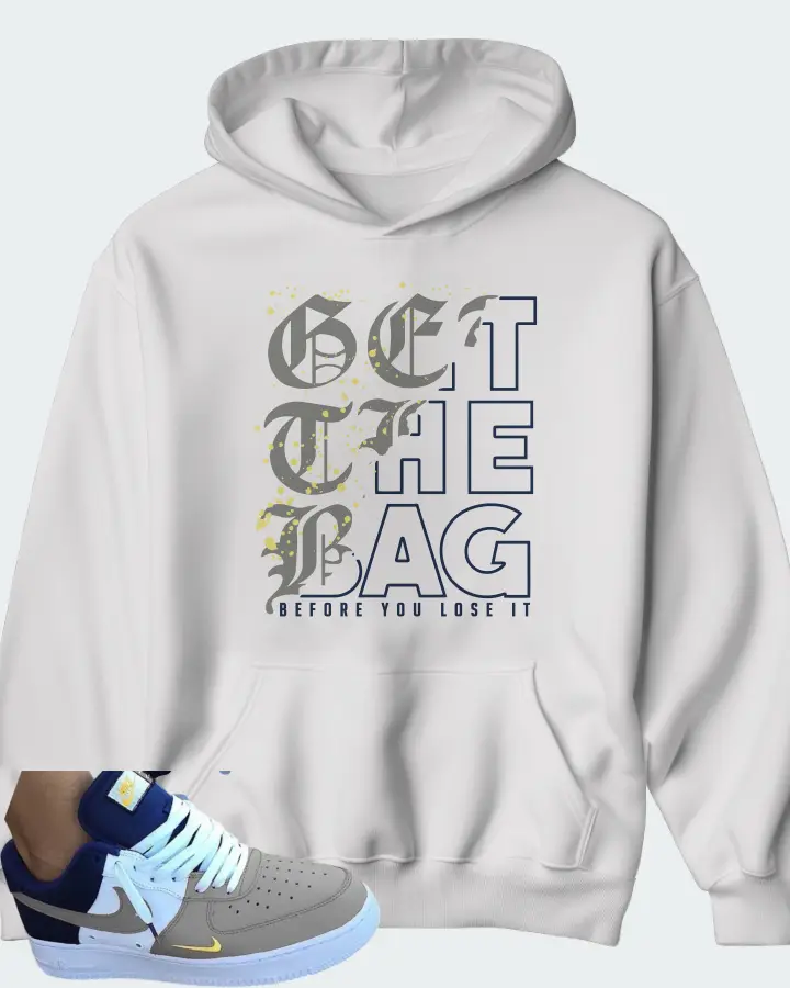 Nike Air Force 1 White Blue Grey Matching Hoodie