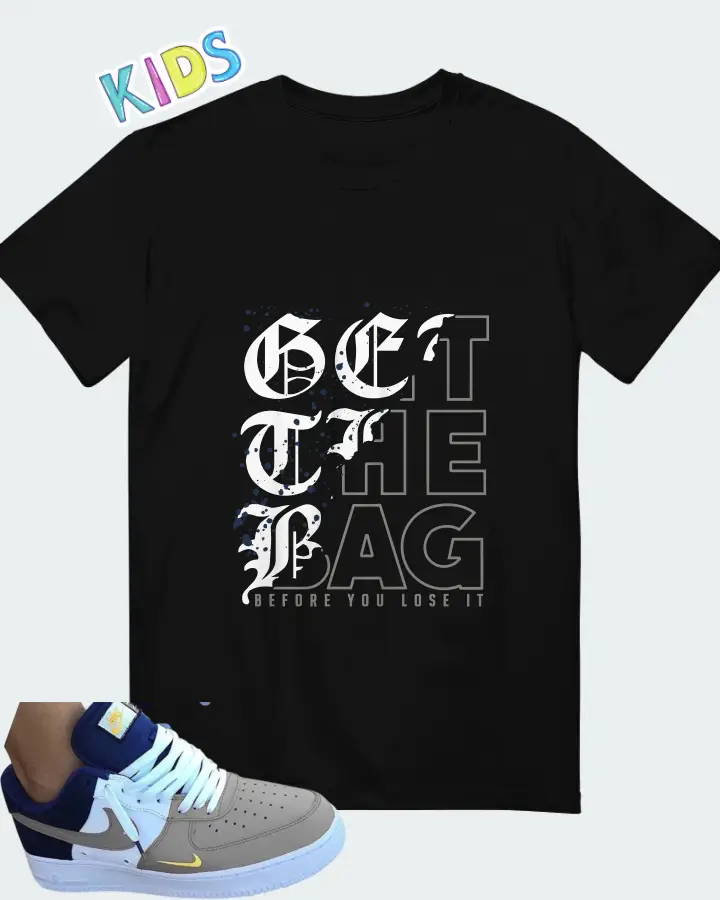 Nike Air Force 1 White Blue Grey Matching Kid's T-Shirt