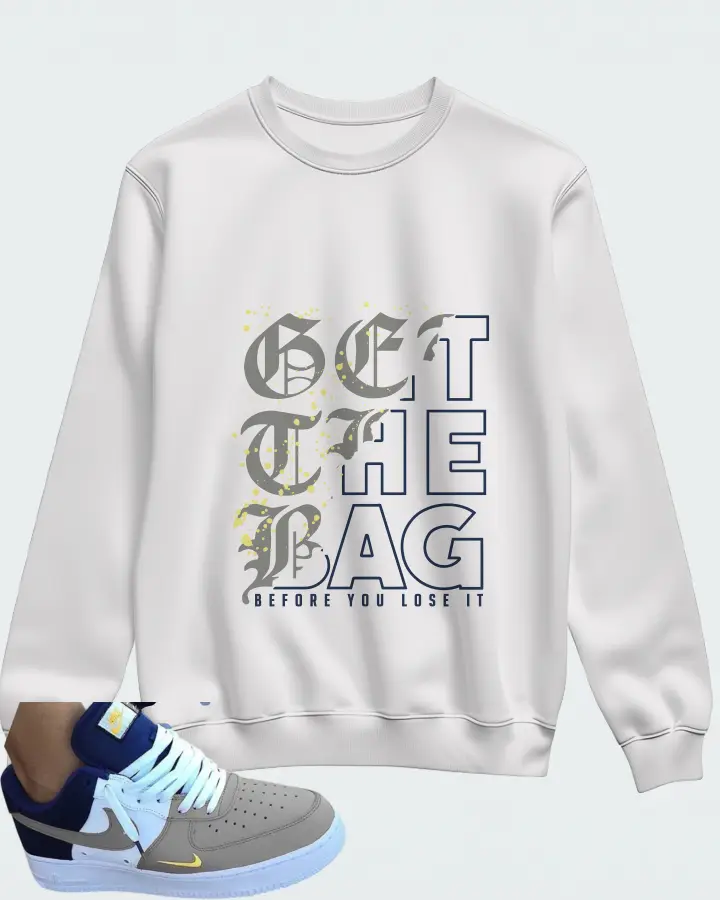 Nike Air Force 1 White Blue Grey Matching Sweatshirt