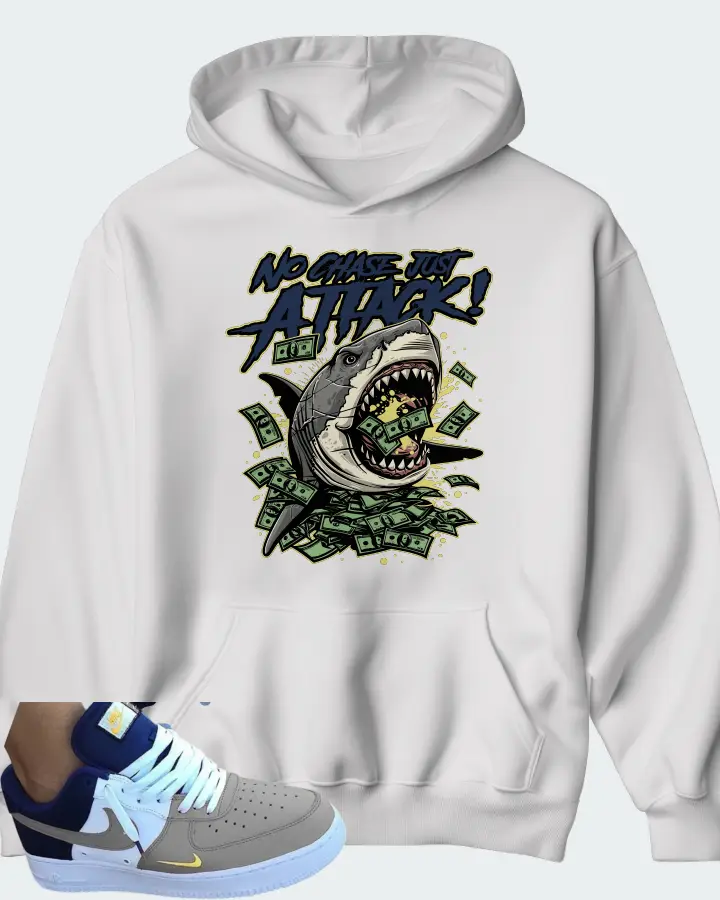 Nike Air Force 1 White Blue Grey Matching Hoodie