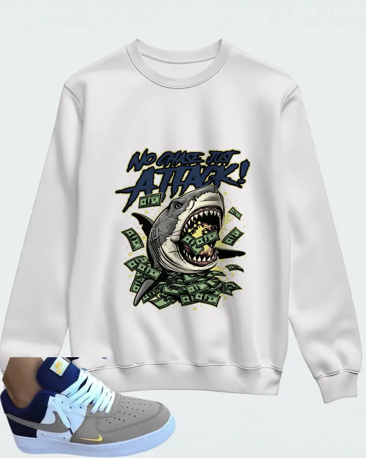 Nike Air Force 1 White Blue Grey Matching Sweatshirt
