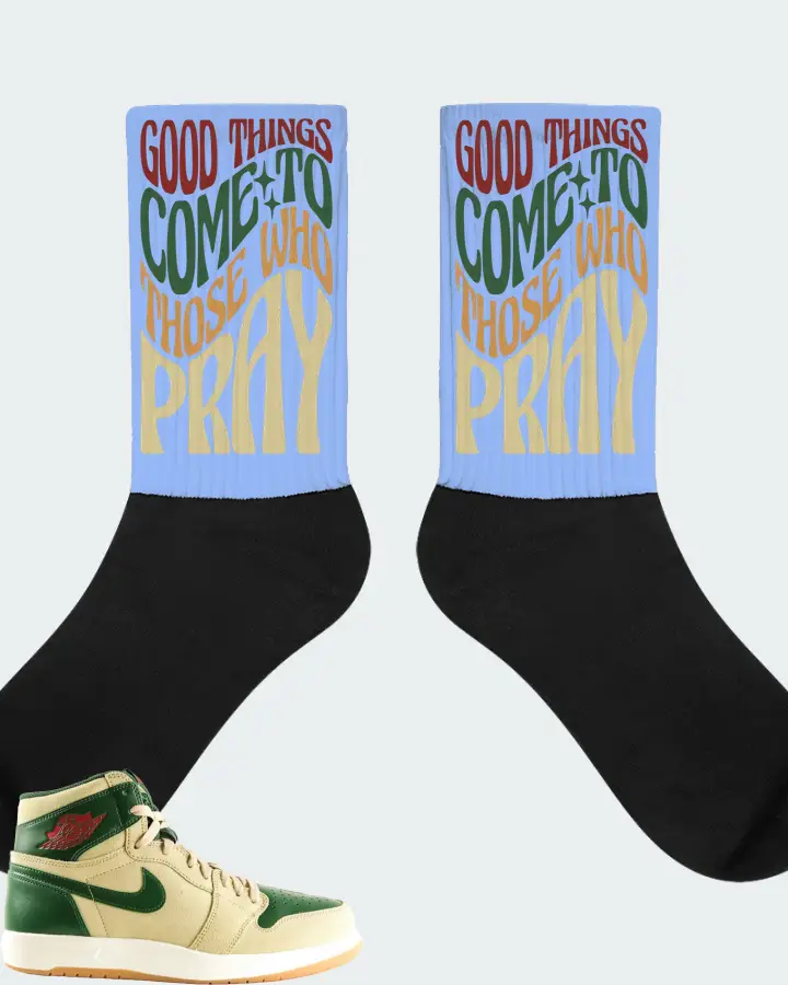 Jordan 1.5 Retro Sneaker Matching Carolina Blue Socks - Good Things Come To Those Who Pray