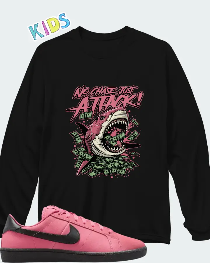 Nike Tennis Classic SB Hyper Pink Black Matching Kid's Long Sleeve T-Shirt