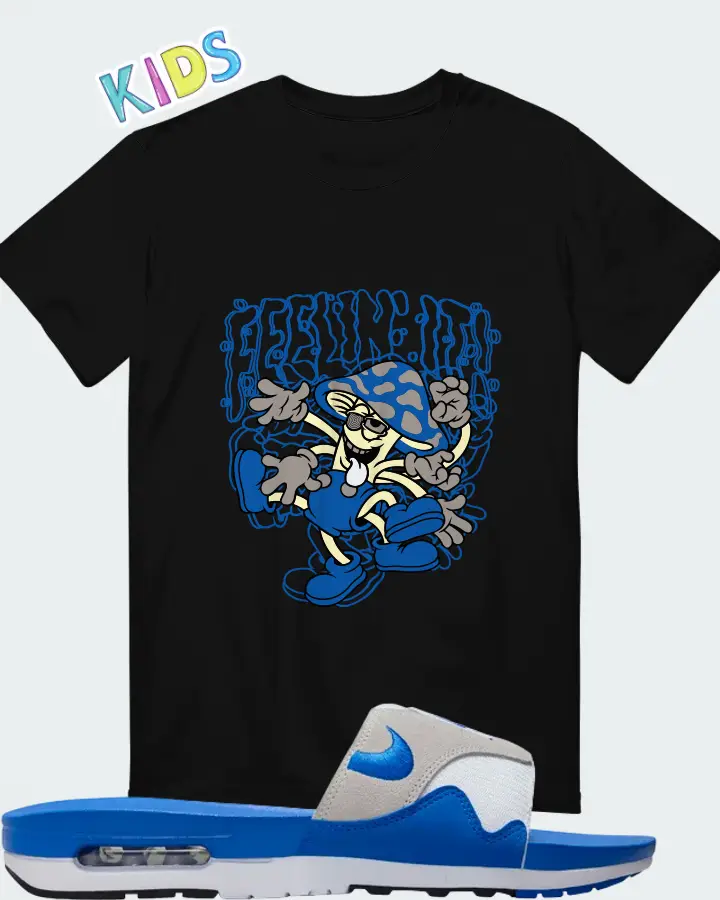 Nike Air Max 1 Slide Royal White Royal Blue Black Neutral Grey Matching Kid's T-Shirt