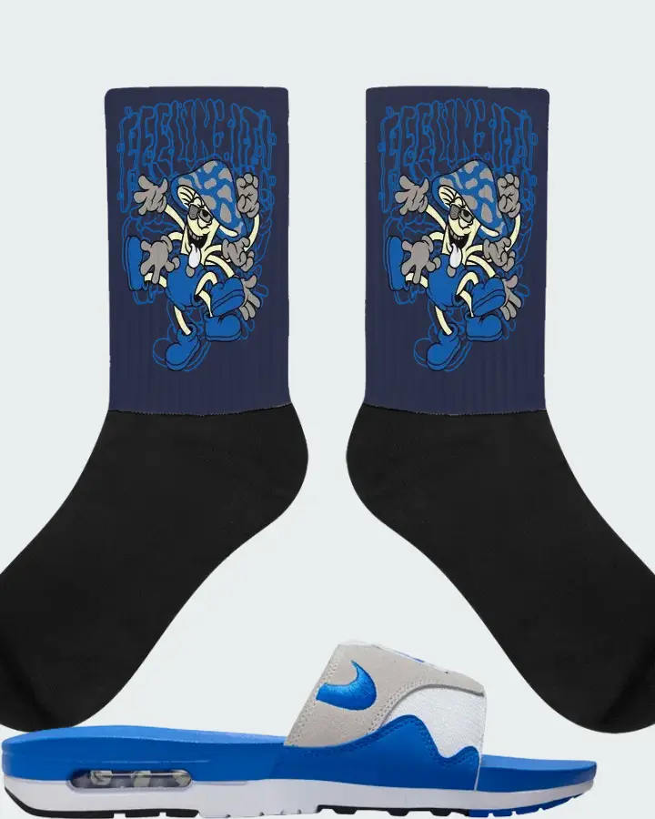 Nike Air Max 1 Slide Royal White Royal Blue Black Neutral Grey Matching Socks