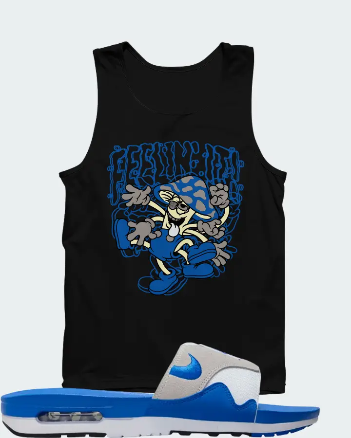 Nike Air Max 1 Slide Royal White Royal Blue Black Neutral Grey Matching Tank Top