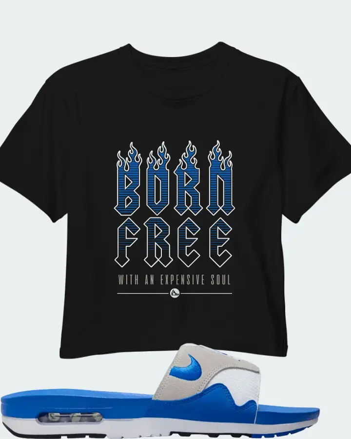 Nike Air Max 1 Slide Royal White Royal Blue Black Neutral Grey Matching Crop Top