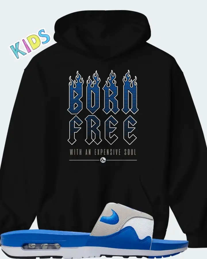Nike Air Max 1 Slide Royal White Royal Blue Black Neutral Grey Matching Kid's Hoodie