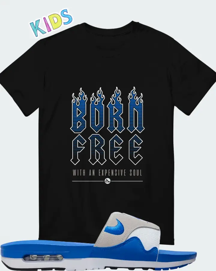 Nike Air Max 1 Slide Royal White Royal Blue Black Neutral Grey Matching Kid's T-Shirt