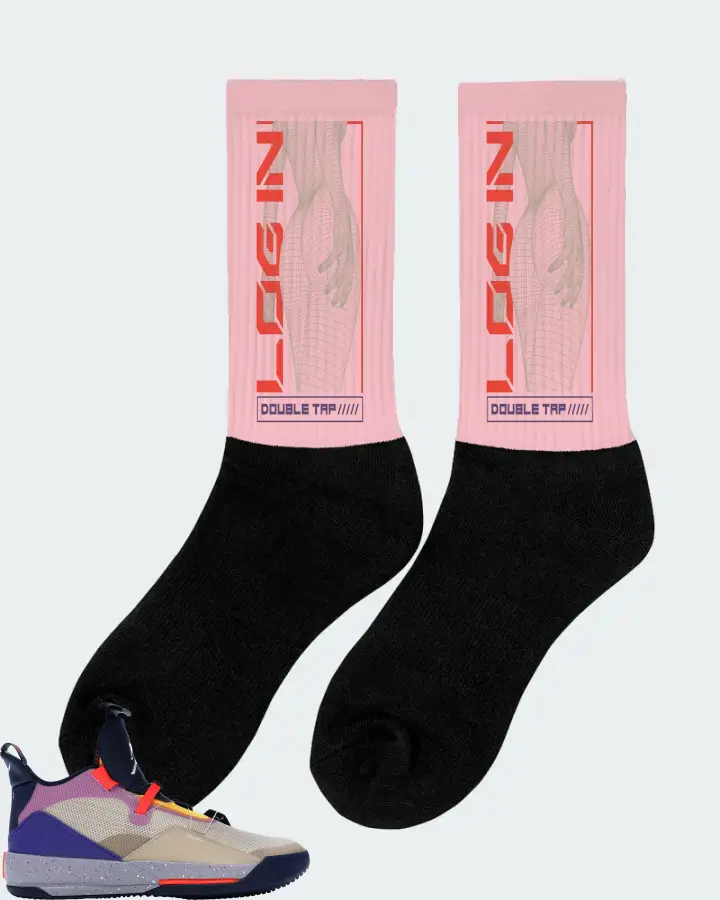 Jordan XXXIII Sneaker Matching Pink Socks (LOGIN) - View 3