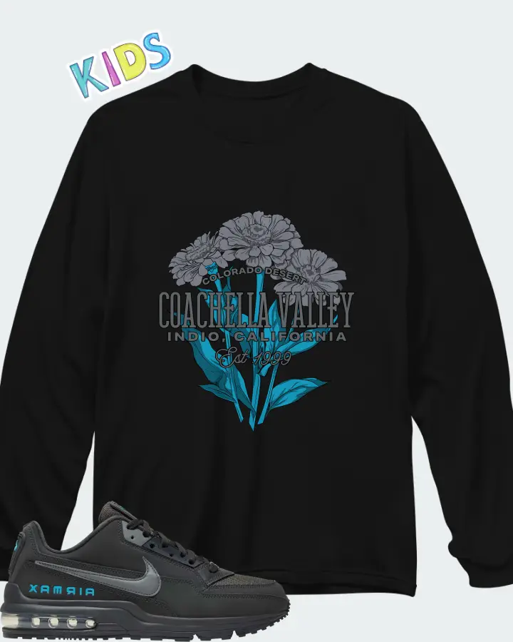 Nike Air Max LTD 3 Anthracite Cool Grey Cool Blue Matching Kid's Long Sleeve T-Shirt