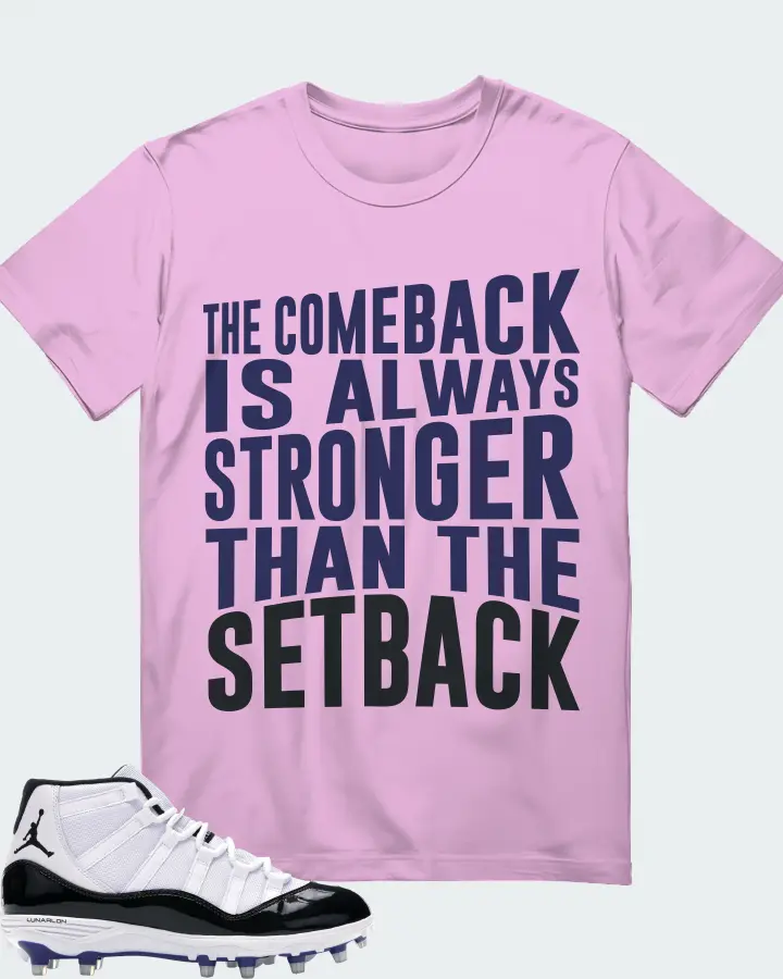 Jordan 11 Retro Cleat Sneaker Matching Lilac T-Shirt - The Comeback