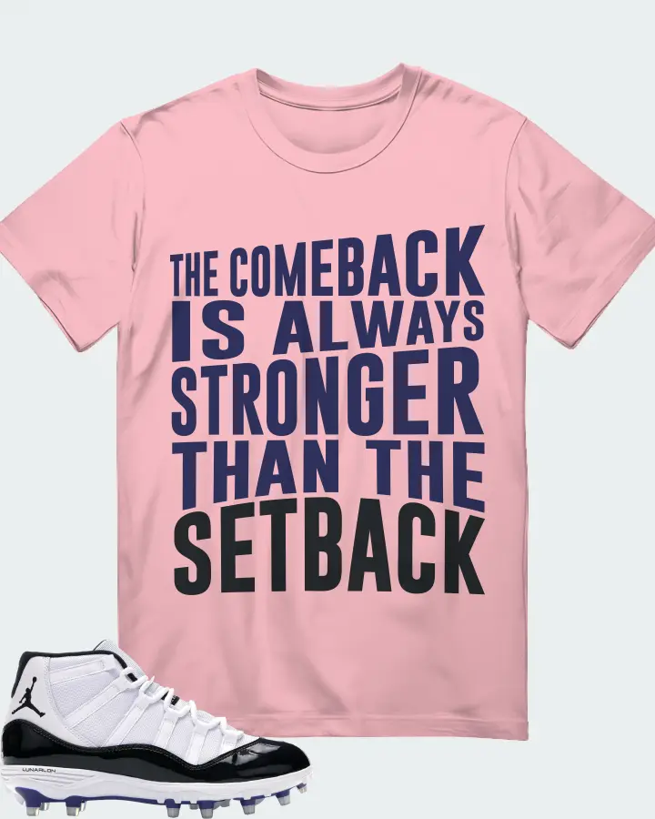 Jordan 11 Retro Cleat Sneaker Matching Pink T-Shirt - The Comeback