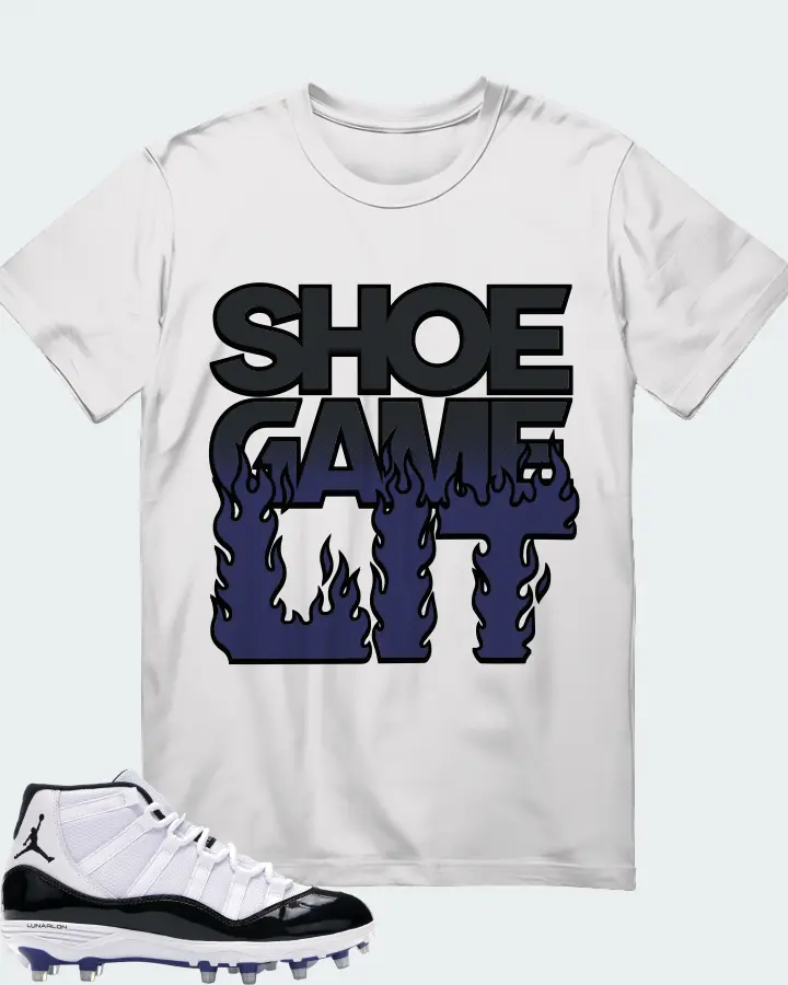 Jordan 11 Retro Cleat Sneaker Matching White T-Shirt - Shoe Game Lit Refreshed