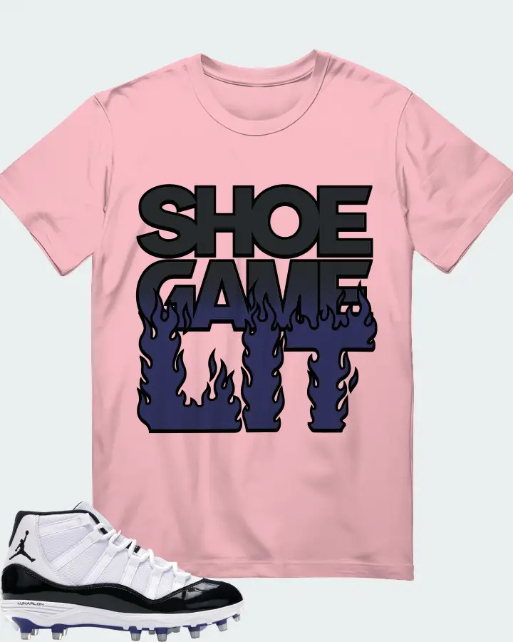 Jordan 11 Retro Cleat Sneaker Matching Pink T-Shirt - Shoe Game Lit Refreshed
