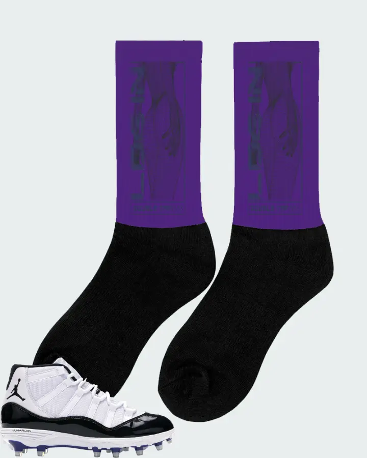 Jordan 11 Retro Cleat Sneaker Matching Purple Socks (LOGIN) - View 3