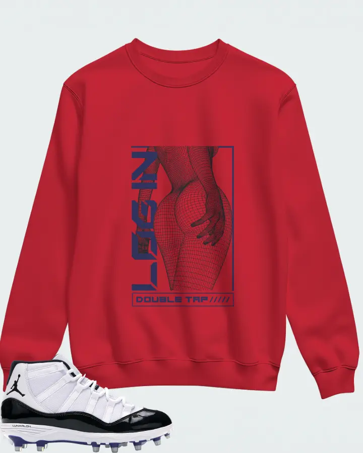 Jordan 11 Retro Cleat Sneaker Matching Red Sweatshirt (LOGIN) - View 1