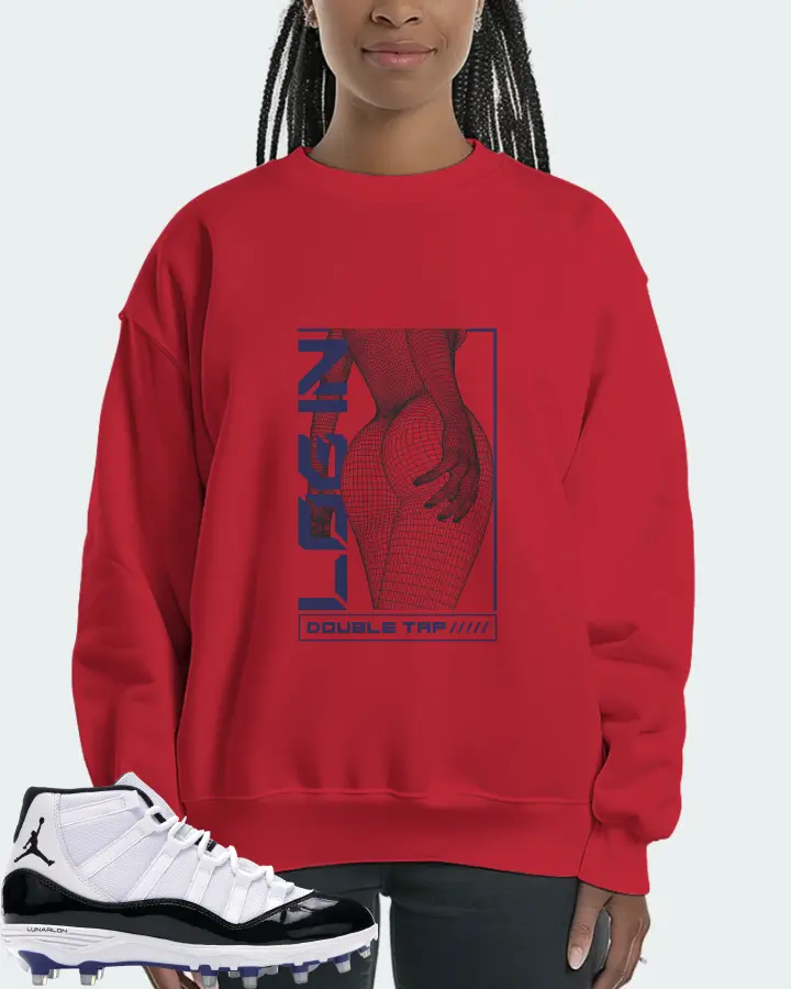 Jordan 11 Retro Cleat Sneaker Matching Red Sweatshirt (LOGIN) - View 3