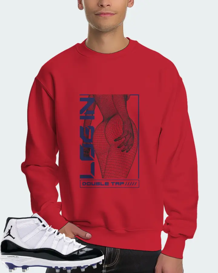 Jordan 11 Retro Cleat Sneaker Matching Red Sweatshirt (LOGIN) - View 4