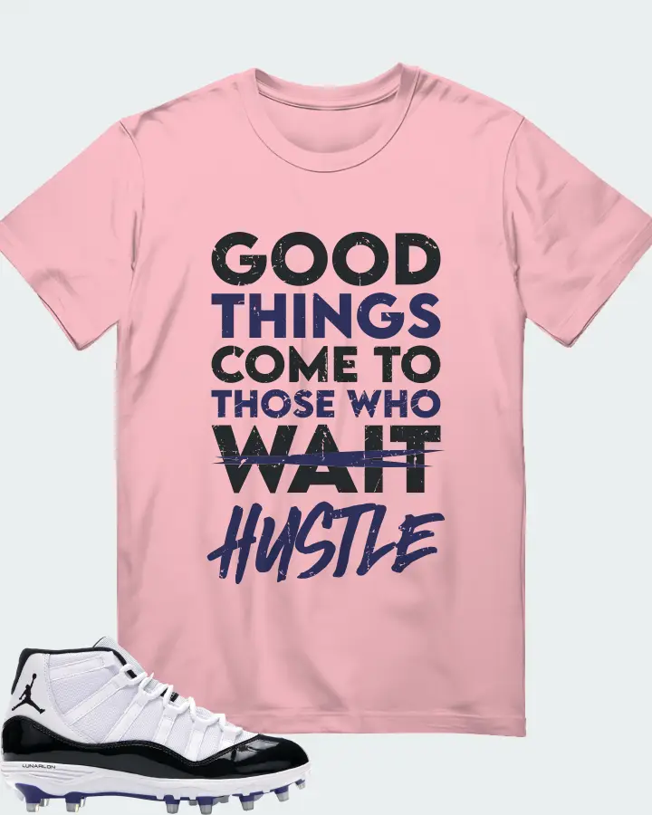 Jordan 11 Retro Cleat Sneaker Matching Pink T-Shirt - Good Things Come