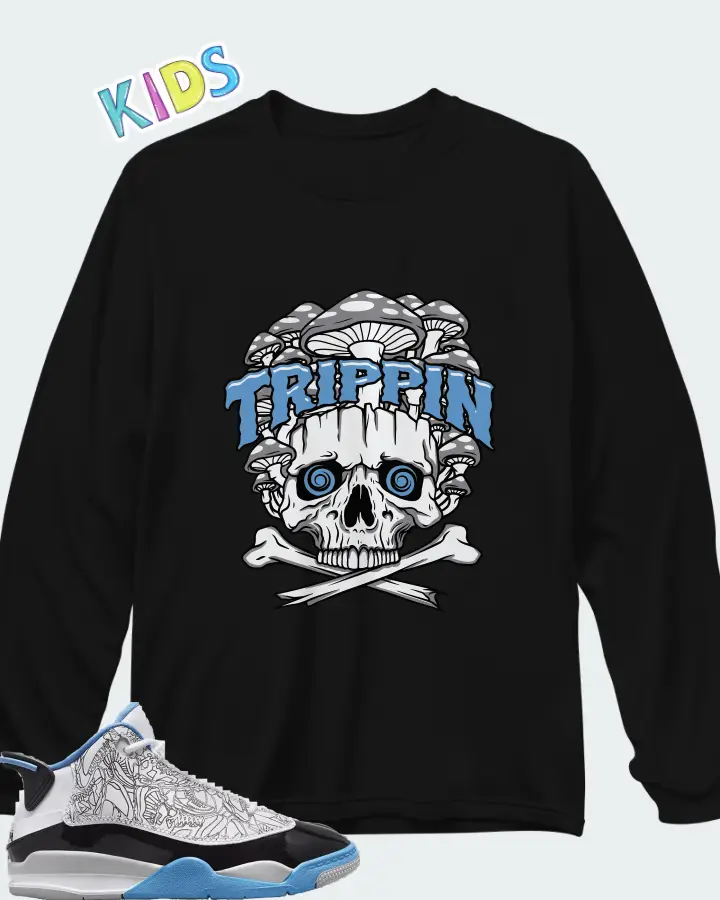 Jordan Kids' Grade School Dub Zero University blue Matching Kid's Long Sleeve T-Shirt