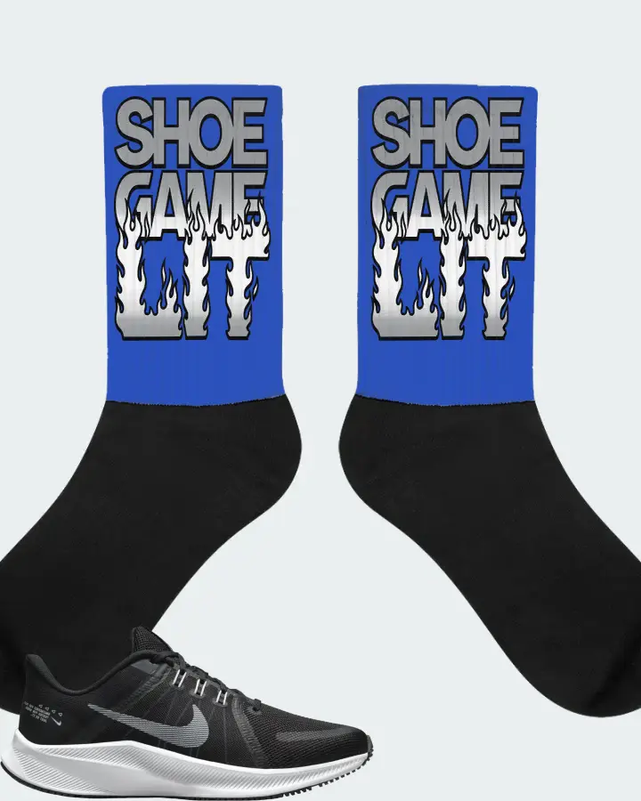 Nike Quest 4 Sneaker Matching Royal Blue Socks - Shoe Game Lit Refreshed