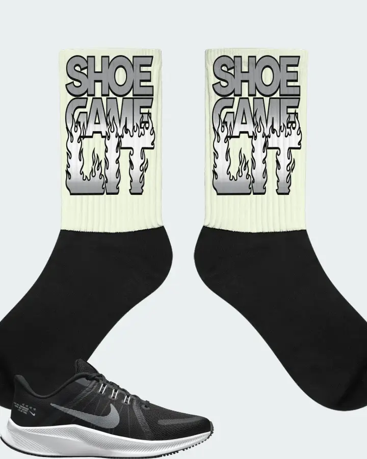 Nike Quest 4 Sneaker Matching Citron Socks - Shoe Game Lit Refreshed