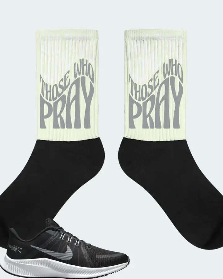 Nike Quest 4 Sneaker Matching Citron Socks - Good Things Come To Those Who Pray
