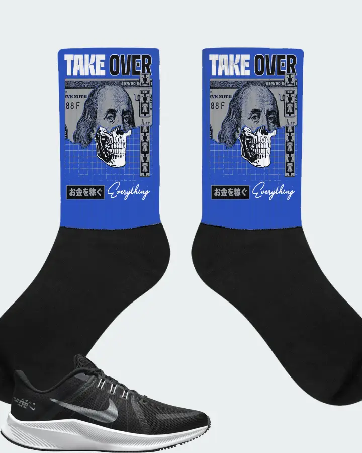 Nike Quest 4 Sneaker Matching Royal Blue Socks - Take Over