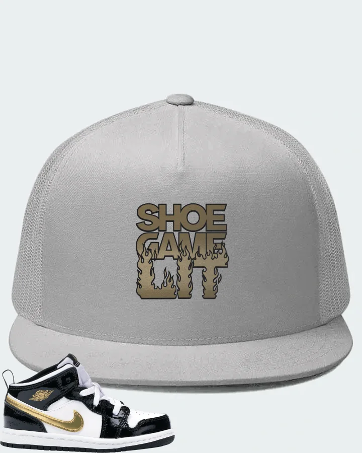 Jordan 1 Mid Sneaker Matching White Hat - Shoe Game Lit Refreshed