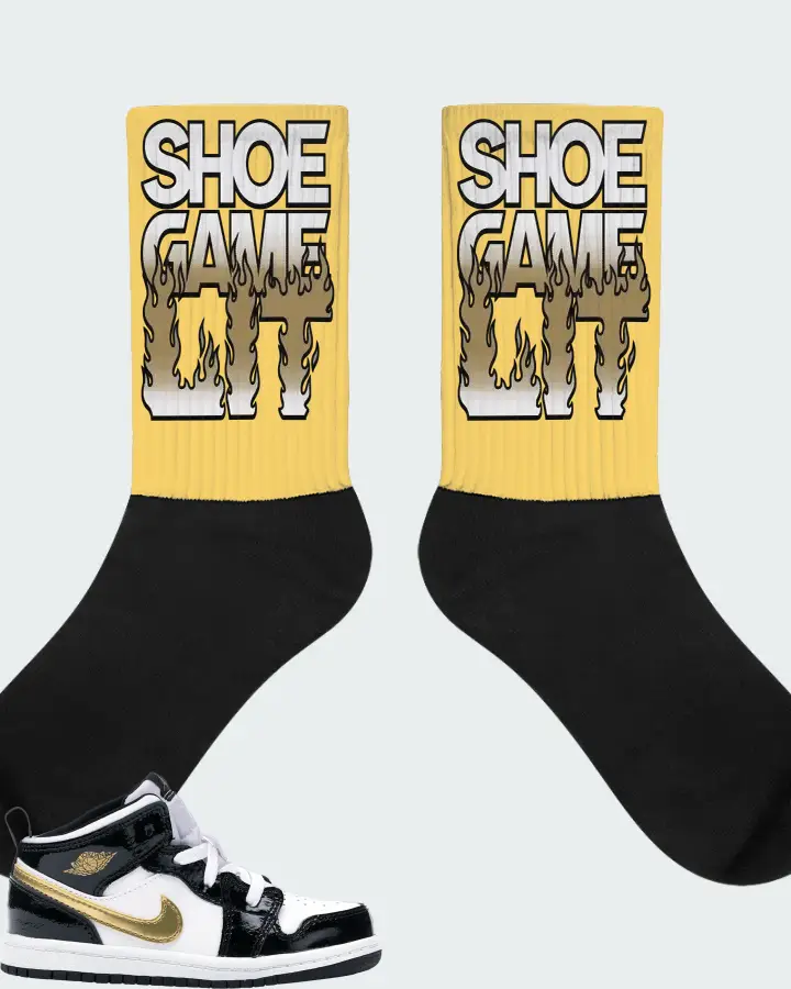 Jordan 1 Mid Sneaker Matching Yellow Socks - Shoe Game Lit Refreshed