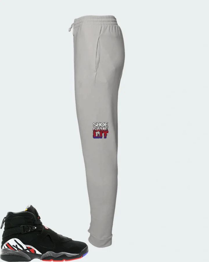 Jordan 8 Retro Sneaker Matching Grey Joggers - Shoe Game Lit Refreshed