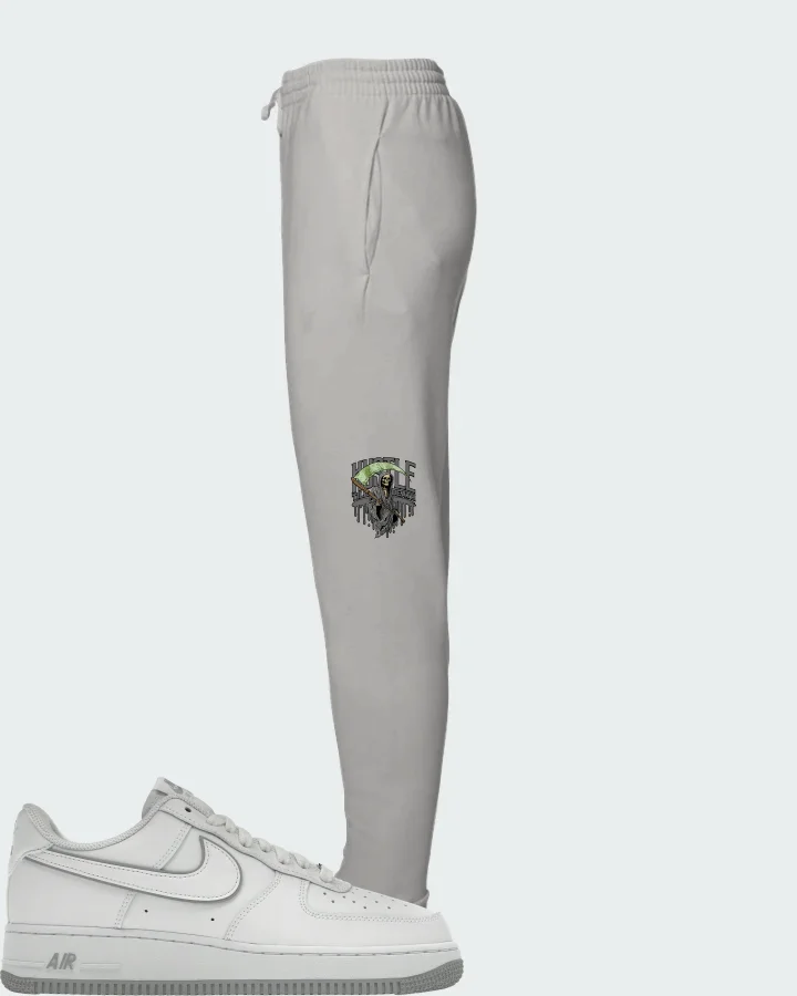 Nike Air Force 1 Low Wolf Grey White Matching Joggers