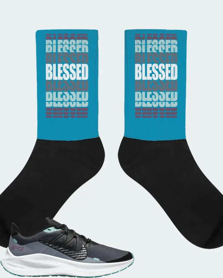 Nike Winflo 7 Shield Sneaker Matching Aqua Socks - BLESSED Many Times