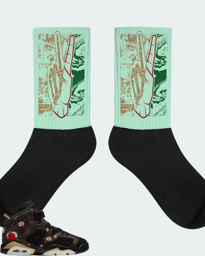Jordan 6 Retro Sneaker Matching Mint Socks - Peace of mind