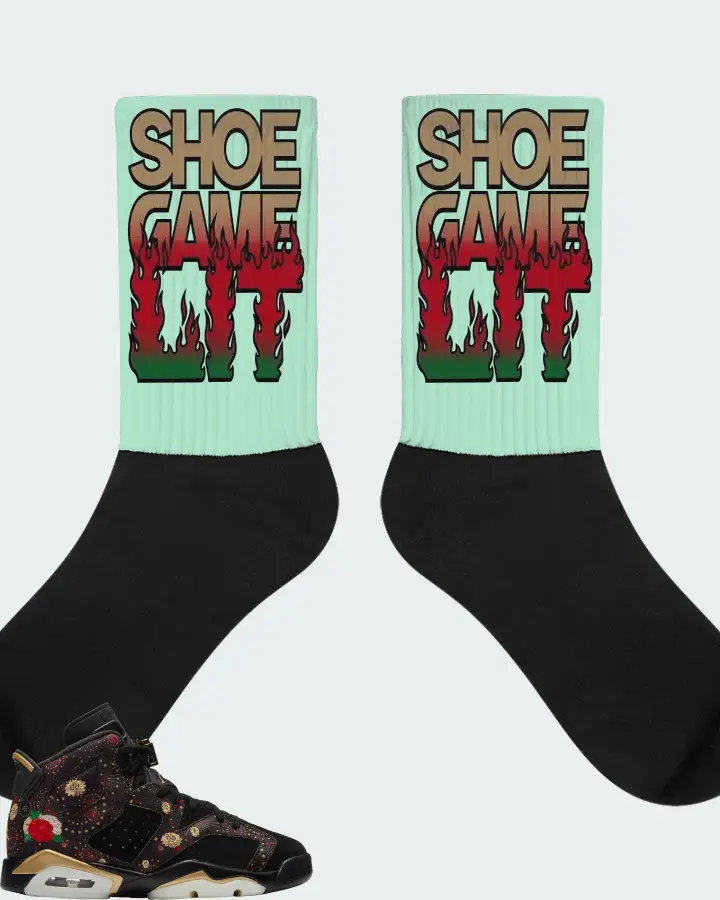 Jordan 6 Retro Sneaker Matching Mint Socks - Shoe Game Lit Refreshed