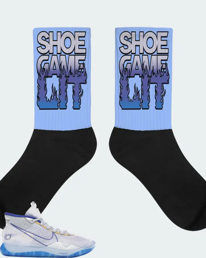 Nike KD 12 Sneaker Matching Carolina Blue Socks - Shoe Game Lit Refreshed