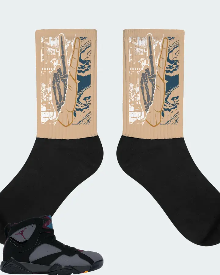 Jordan 7 Retro Sneaker Matching Cream Socks - Peace of mind