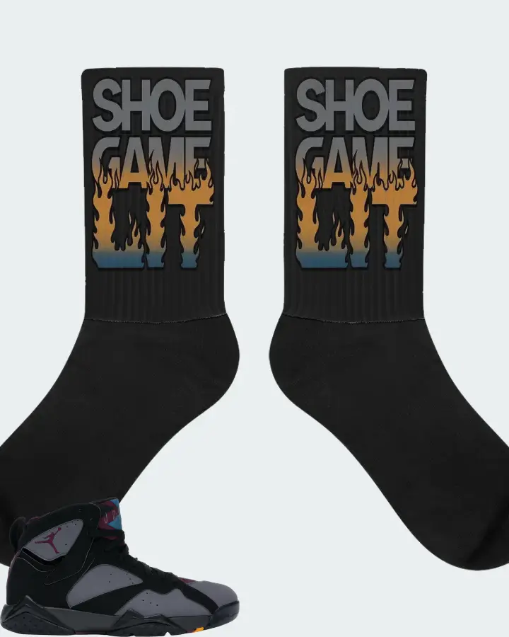 Jordan 7 Retro Sneaker Matching Black Socks - Shoe Game Lit Refreshed