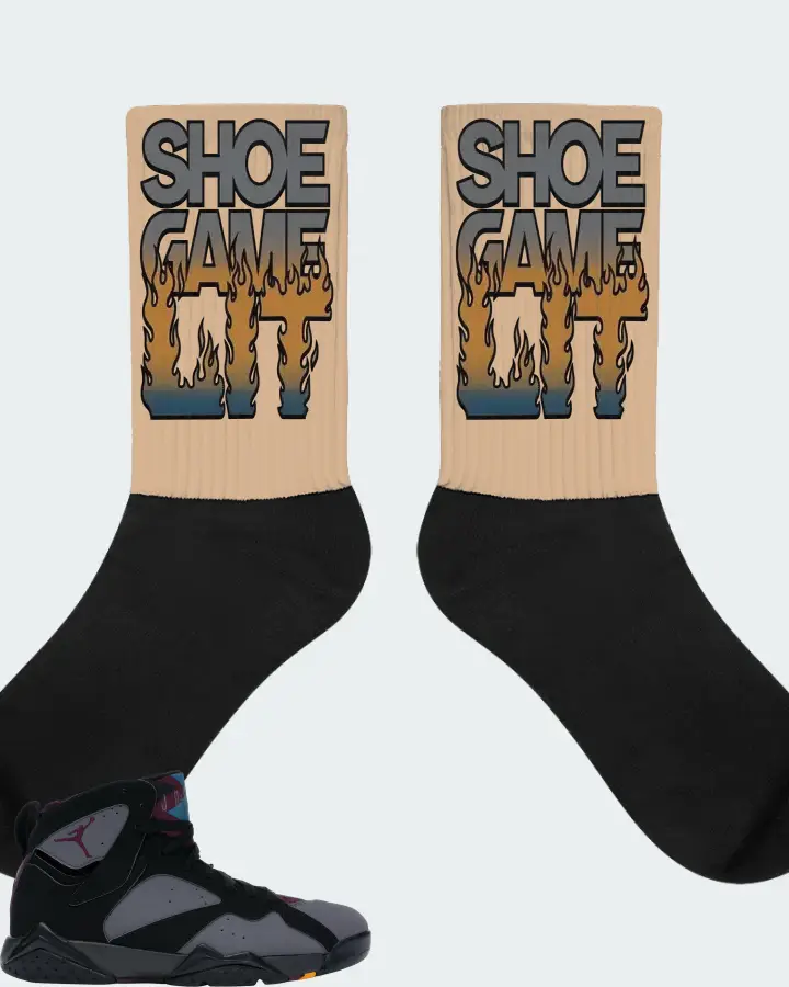 Jordan 7 Retro Sneaker Matching Cream Socks - Shoe Game Lit Refreshed