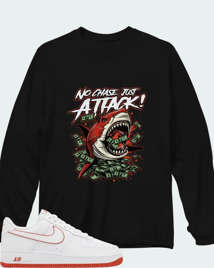 Nike Air Force 1 '07 White Picante Red Matching Long Sleeve T-Shirt