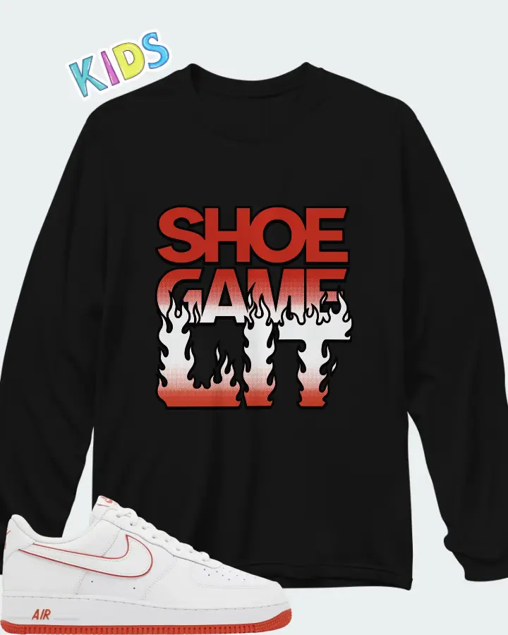 Nike Air Force 1 '07 White Picante Red Matching Kid's Long Sleeve T-Shirt