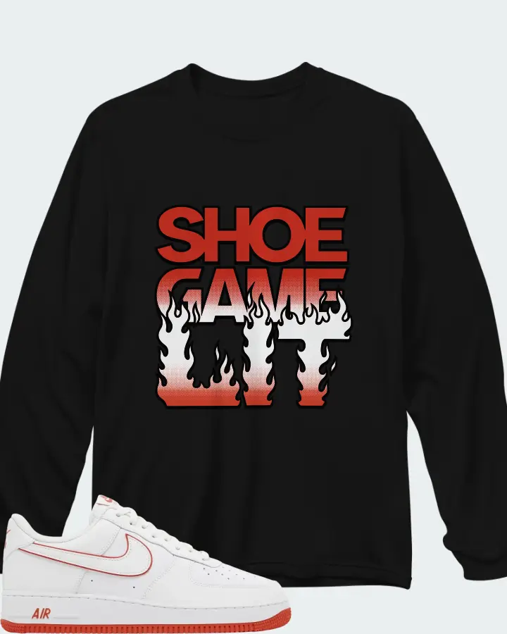 Nike Air Force 1 '07 White Picante Red Matching Long Sleeve T-Shirt