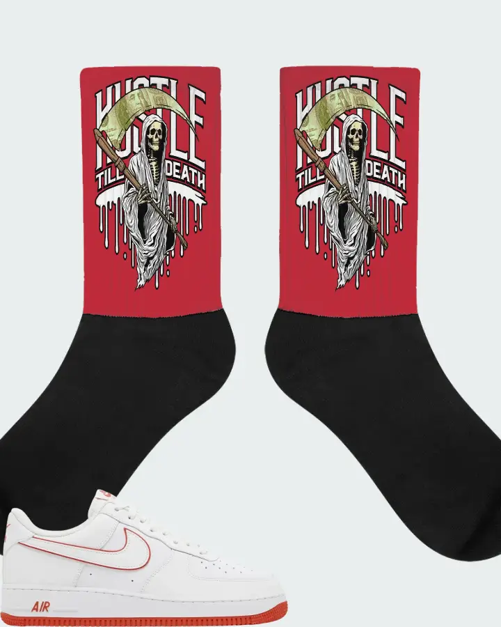 Nike Air Force 1 '07 White Picante Red Matching Socks