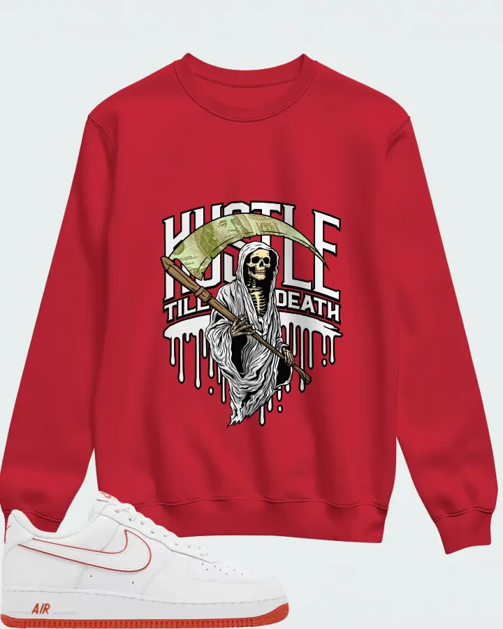 Nike Air Force 1 '07 White Picante Red Matching Sweatshirt